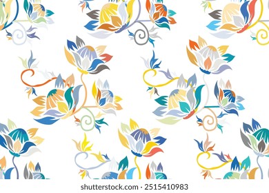 Multi colored horizontal stripe pattern.Floral Ikat pattern embroidery border.Pattern Ikat pattern Ethnic Pattern"This content was created using vector drawing tools and software, not generated by AI"