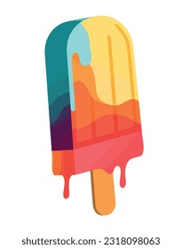 Multi colored ice cream melts, summer fun icon isolated