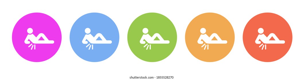 Multi colored icon Backache. Button banner round badge interface for application illustration