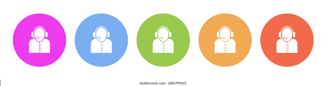 Multi colored icon call center emergency. Button banner round badge interface for application illustration