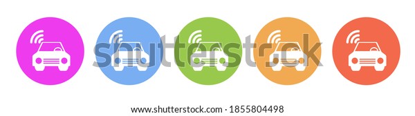 Multi colored icon Car smart.\
Button banner round badge interface for application\
illustration