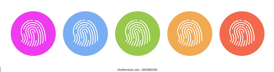 Multi colored icon Finger print. Button banner round badge interface for application illustration