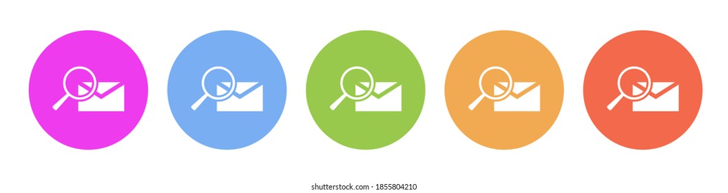 Multi colored icon Letter search. Button banner round badge interface for application illustration