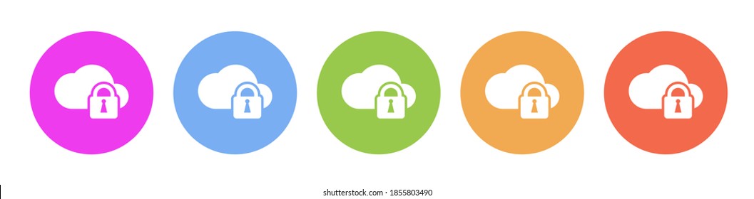 Multi colored icon Lock cloud. Button banner round badge interface for application illustration