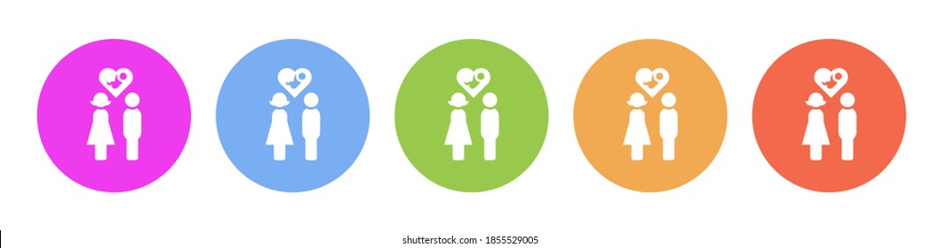 Multi colored icon Love baby parent. Button banner round badge interface for application illustration