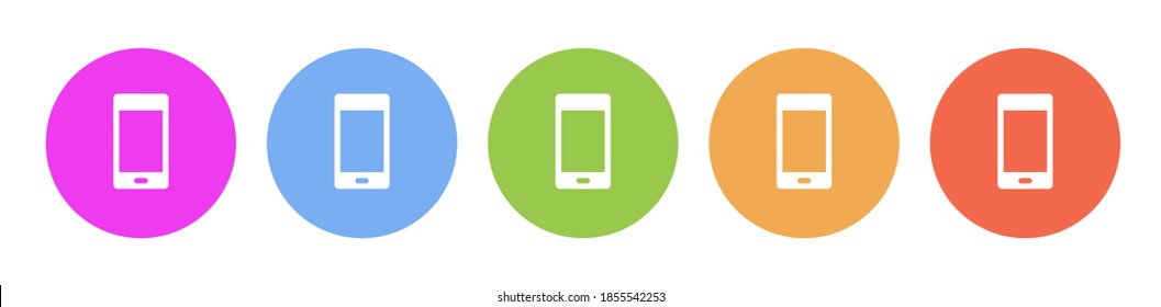 Multi colored icon mobile. Button banner round badge interface for application illustration