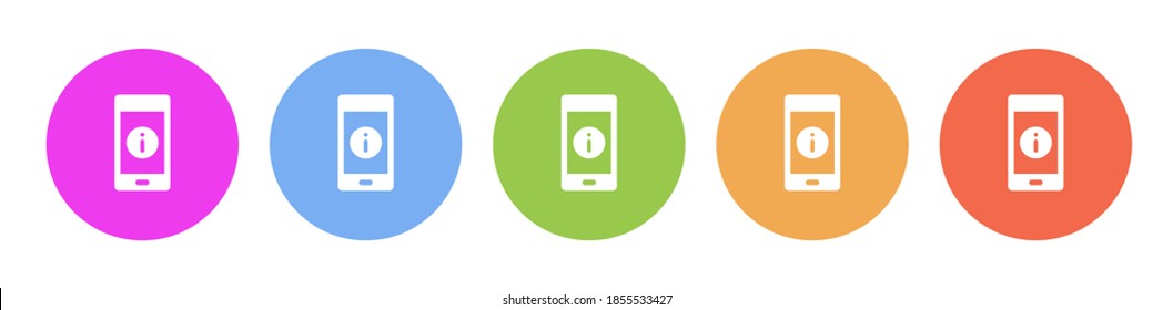 Multi colored icon mobile information. Button banner round badge interface for application illustration