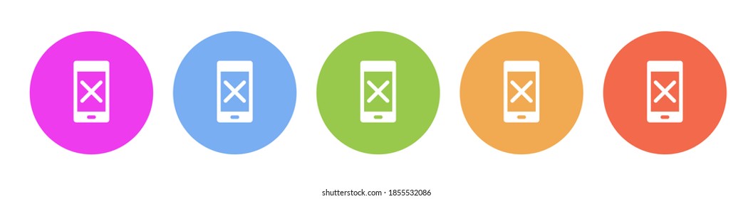 Multi colored icon phone delete remove. Button banner round badge interface for application illustration