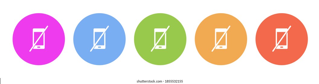 Multi colored icon phone end call. Button banner round badge interface for application illustration