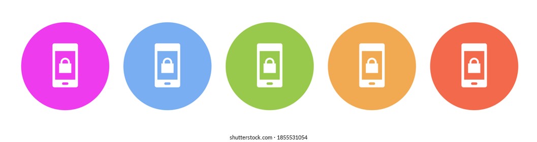 Mehrfarbige Icon-Telefonsperre. Button-Banner-Rundbadschnittstelle für Anwendungsgrafik