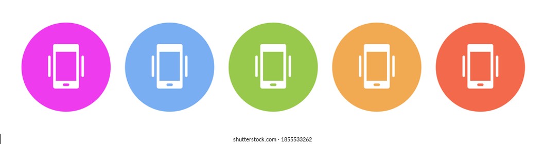 Multi colored icon phone vibrate. Button banner round badge interface for application illustration