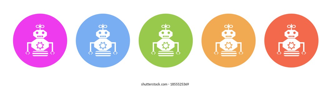 Multi colored icon Robot technology. Button banner round badge interface for application illustration
