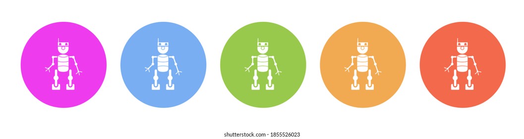 Multi colored icon Robot technology. Button banner round badge interface for application illustration