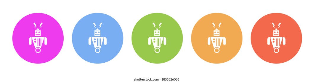 Multi colored icon Robot technology. Button banner round badge interface for application illustration