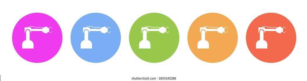 Multi colored icon Robot technology industry factory. Button banner round badge interface for application illustration