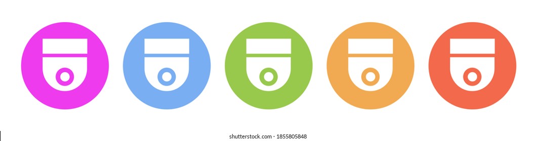 Multi colored icon Security cameras. Button banner round badge interface for application illustration