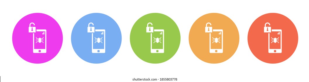Multi colored icon Smartphone virus. Button banner round badge interface for application illustration