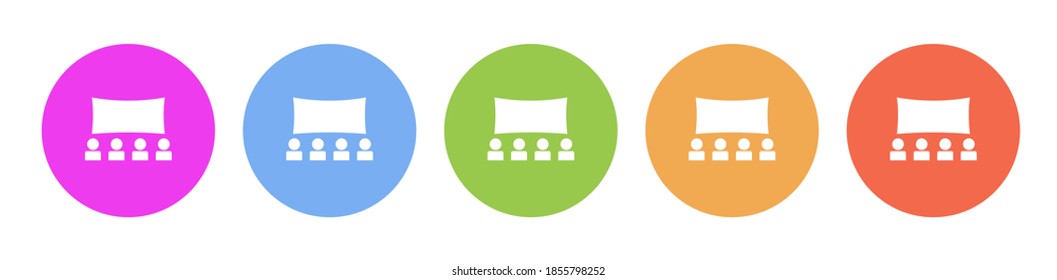 Multi colored icon theater stage. Button banner round badge interface for application illustration