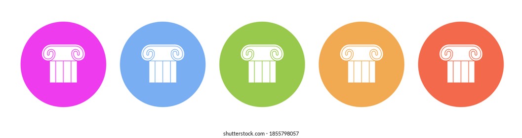 Multi colored icon theatrical column. Button banner round badge interface for application illustration