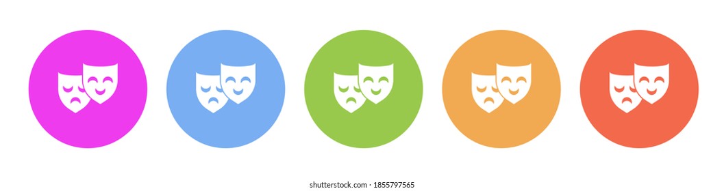 Multi colored icon theatrical masks. Button banner round badge interface for application illustration