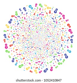 Multi Colored Integration festive sphere. Vector globula bang combined with scattered integration elements. Colorful Vector illustration.