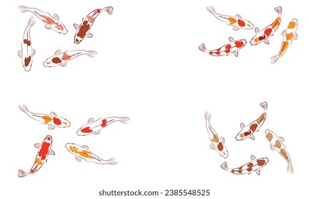 multi colored koi fish On a white background. Vector illustration.