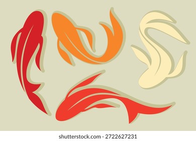 silhueta de peixe koi multicolorido