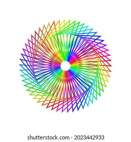 Multi colored lines harmoniously hugging each other in a circle beautiful as a pattern, vector.