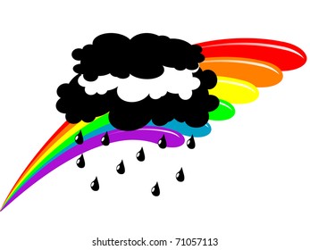 Multi colored magic rainbow and clouds