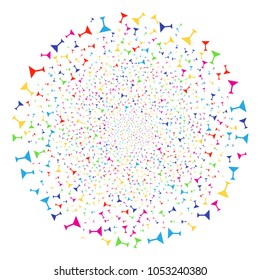 Multi Colored Martini Glass festive sphere. Vector sphere salute created with scatter martini glass elements. Psychedelic Vector illustration.