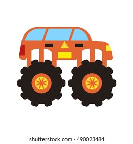 Multi colored monster truck SUV. Flat design illustration. Editable image. 