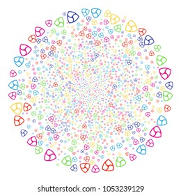 Multi Colored Nem Currency bang cluster. Vector cluster salute done by scatter nem currency items. Multicolored Vector illustration.