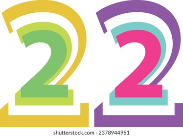 multi colored number twenty two, number twenty two vector illustration, isolated on white background.