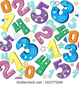 Multi Colored numbers on a white background