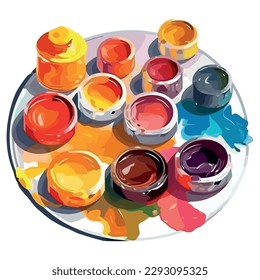 Multi colored paints over white