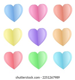 multi colored paper heart icon template