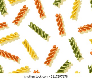 Penne pasta food pattern background in pink cute Vector Image