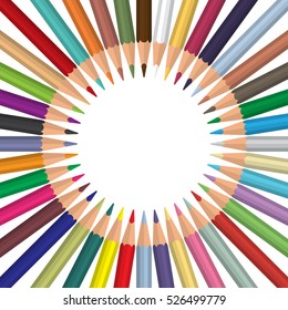 Multi colored pencils indicate. Space for text. Vector illustration EPS10
