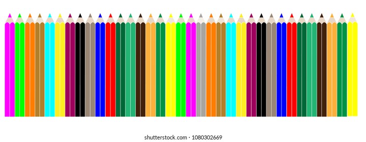 
Multi colored pencils, white background