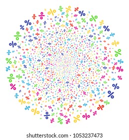 Multi Colored Percent festive globula. Vector globula salute organized with scattered percent objects. Multi Colored Vector illustration.