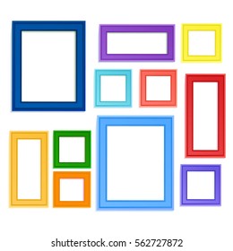 Multi Colored Photo Frames For Children Picture Composed In Composition.
Insert Photo Memory Or Use Photo Frame For Decoration Pictures.