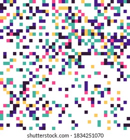 Multi Colored Pixelation. Vector Background With Colored Pixel Grid. Glitch Pixel Texture.