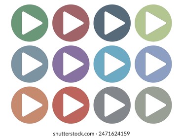 Multi colored play button icon sheet.