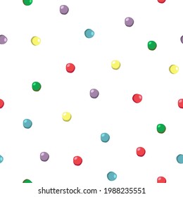 Multi colored polka Dot Pattern. Colorfull dots seamless Vector Background.