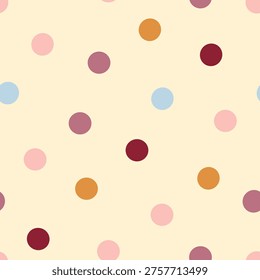 Multi colored polka dot print on yellow background 