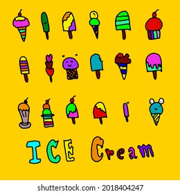 Multi Colored Popsicle Icons Yellow Background
