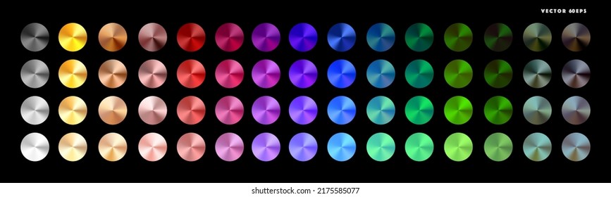 Multi colored radial gradient set  Collection shiny foil in rainbow colors palette  Vector illustration	