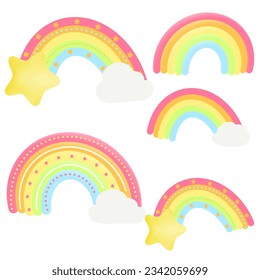 Multi colored rainbow shape collection design. Vector illustration .