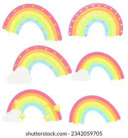 Multi colored rainbow shape collection design. Vector illustration .