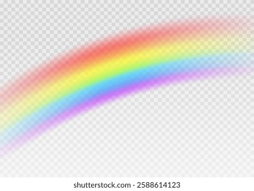 Multi colored rainbow stripes on transparent, Translucent rainbow arcing from afar Vector format